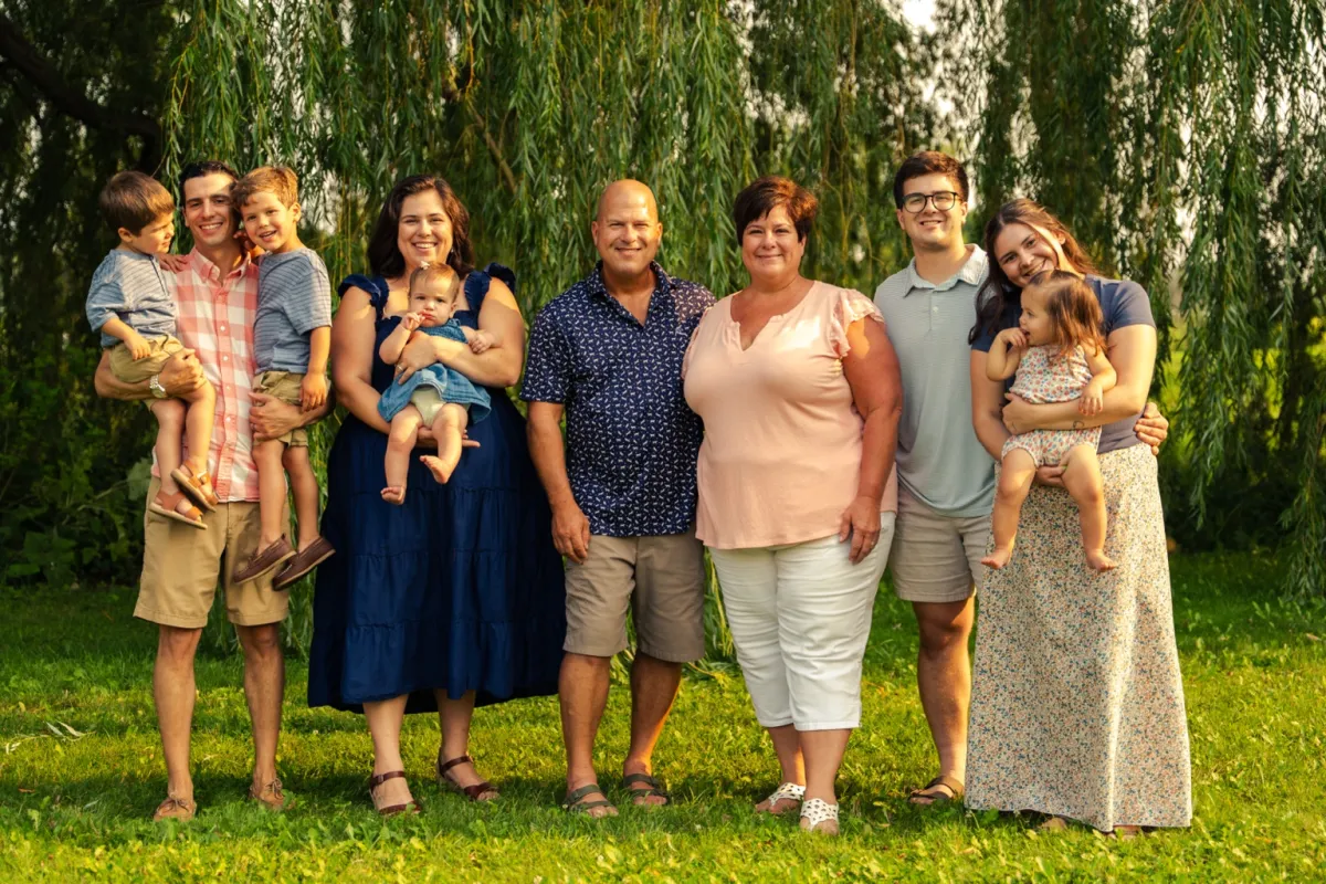 Extended family portrait outdoors