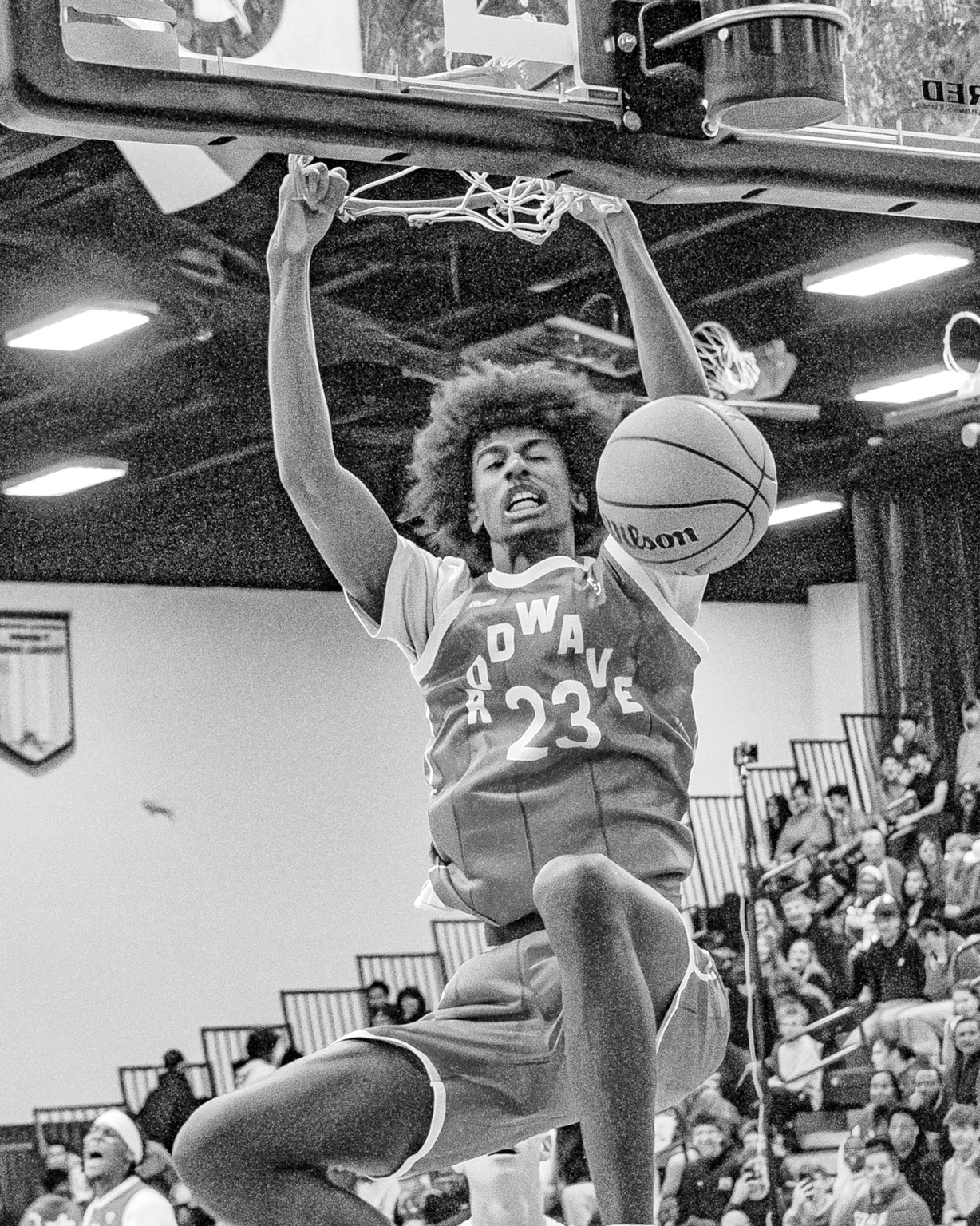 Black and white basketball photograph