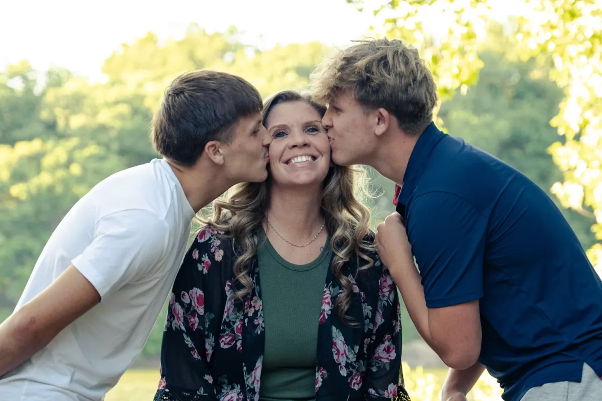 Candid family moment outdoors