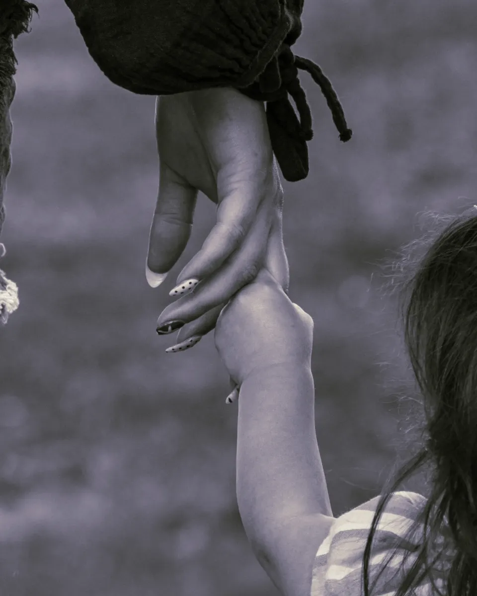 Black and white family detail