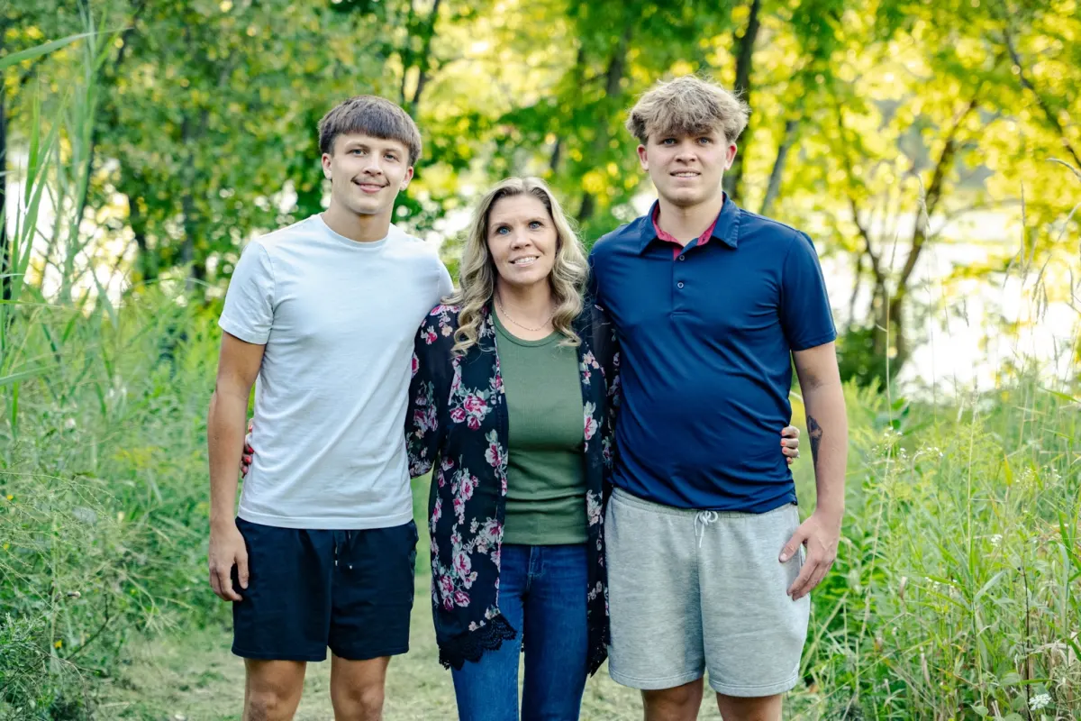 Family portrait with three people