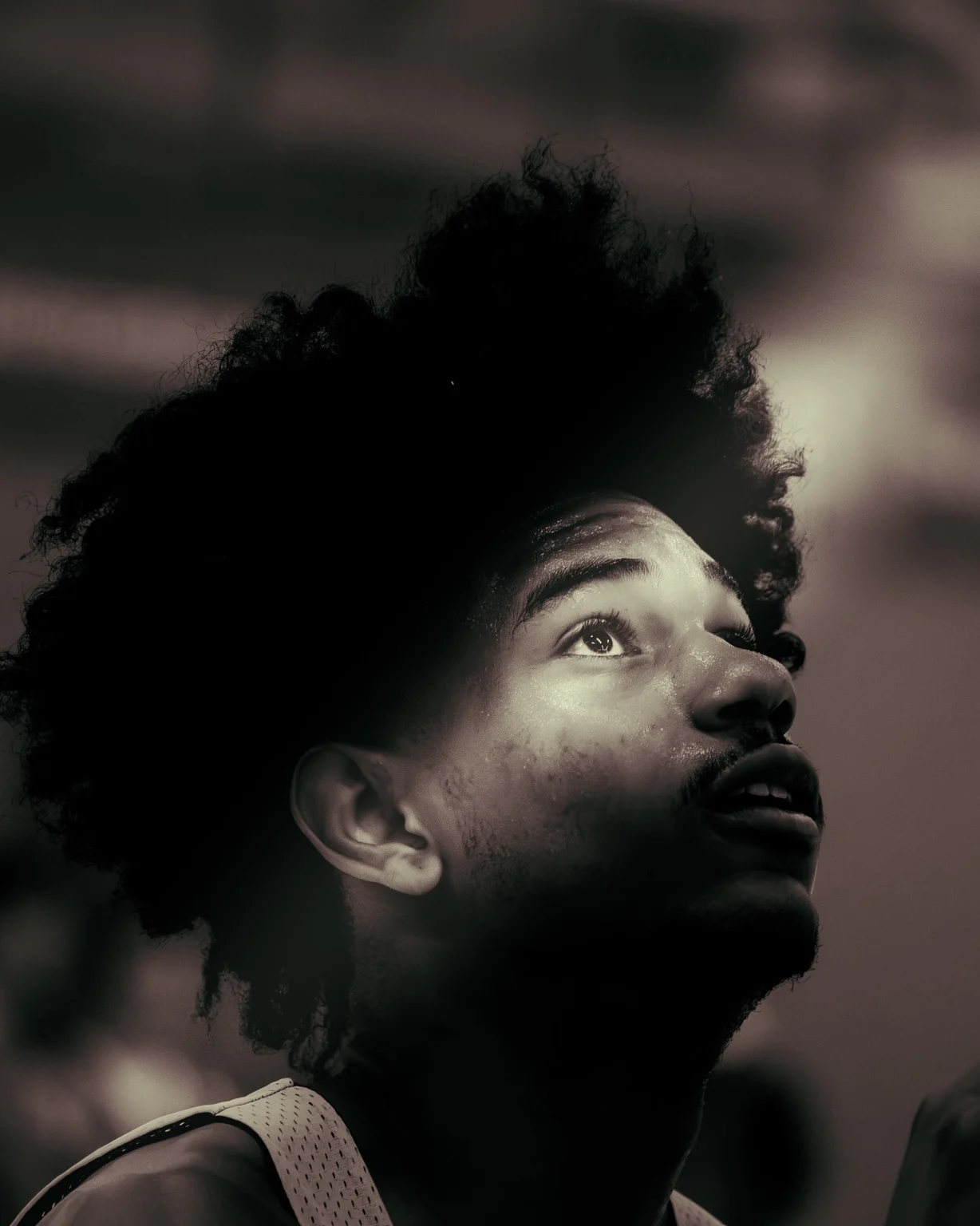 Black and white basketball portrait