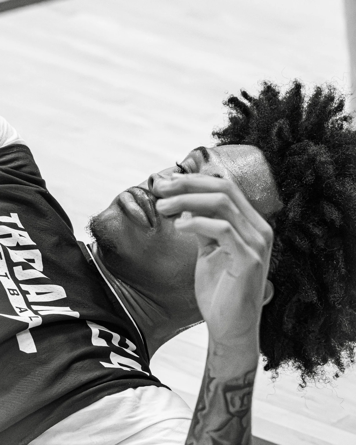 Black and white basketball portrait
